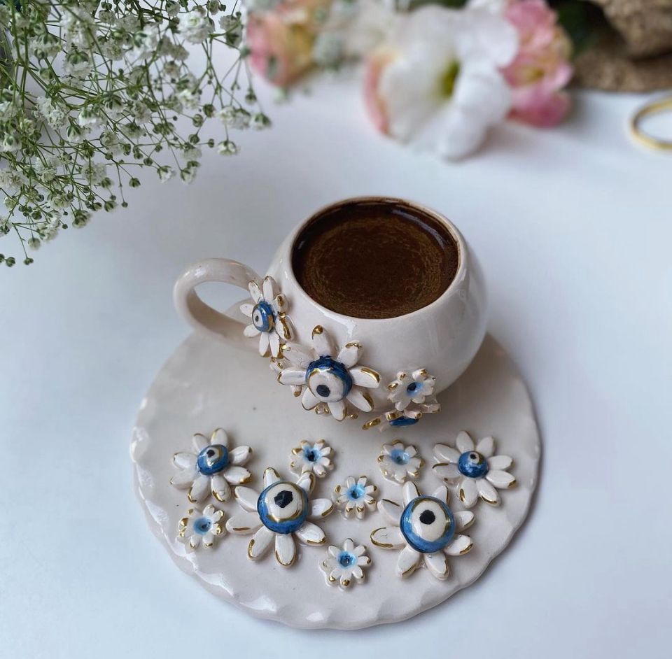 Custom Personalized Handmade Expresso Cup /Turkish Tea Cup | Unique Ceramic Pottery Cups Elegant Hand-Painted Ceramic Cups Individualized