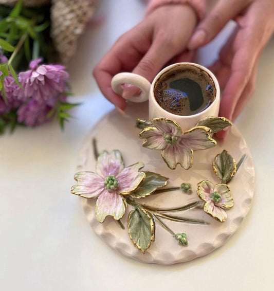 Custom Personalized Handmade Expresso Cup /Turkish Tea Cup | Unique Ceramic Pottery Cups Elegant Hand-Painted Ceramic Cups Individualized