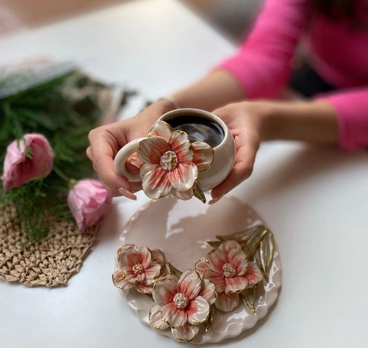 Custom Personalized Handmade Expresso Cup /Turkish Tea Cup | Unique Ceramic Pottery Cups Elegant Hand-Painted Ceramic Cups Individualized