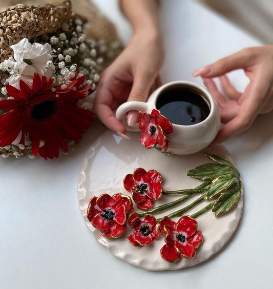 Custom Personalized Handmade Expresso Cup /Turkish Tea Cup | Unique Ceramic Pottery Cups Elegant Hand-Painted Ceramic Cups Individualized
