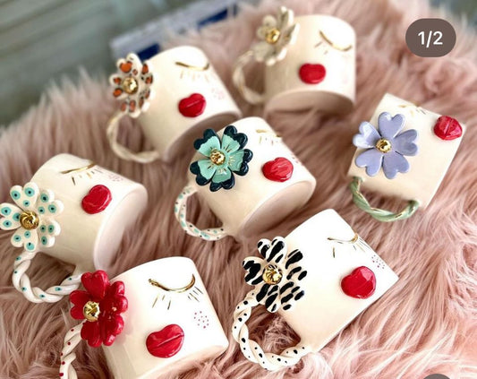 Custom Personalized Handmade Mugs | Unique Ceramic Pottery Cups Elegant Hand-Painted Ceramic Cups Individualized