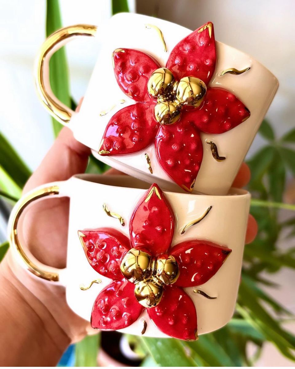 Custom Personalized Handmade Mugs | Unique Ceramic Pottery Cups Elegant Hand-Painted Ceramic Cups Individualized