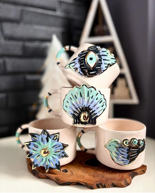 Custom Personalized Handmade Mugs | Unique Ceramic Pottery Cups Elegant Hand-Painted Ceramic Cups Individualized