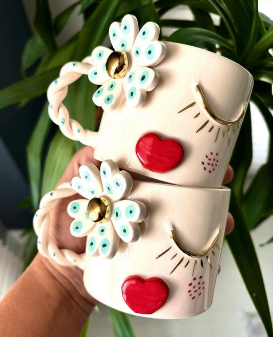 Custom Personalized Handmade Mugs | Unique Ceramic Pottery Cups Elegant Hand-Painted Ceramic Cups Individualized
